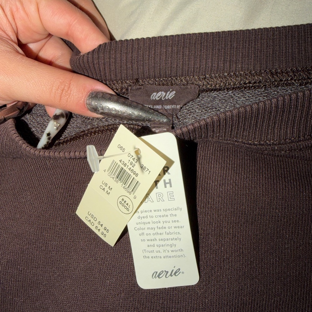 Aerie Dark Brown off the shoulder Sweatshirt - Picture 2 of 3